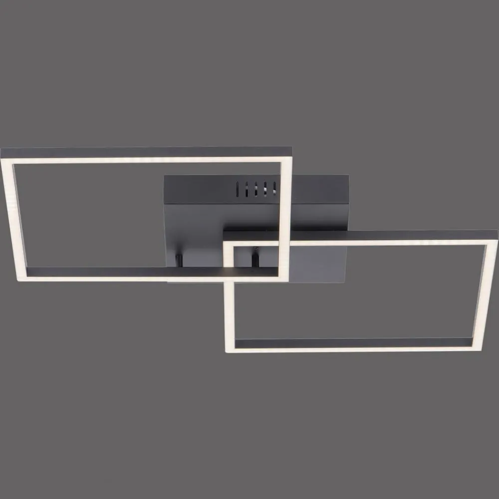 JUST LIGHT. GmbH LED-loftlampe Iven, dæmpbar, sort, 53x53cm