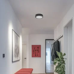 LED-loftlampe Marlon, Ø 22 cm, sort, plast, IP54^Milagro Lighting Outlet