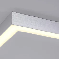 PURE LED-loftlampe Lines, 110 x 30 cm, sølv, CCT, fjernbetjening