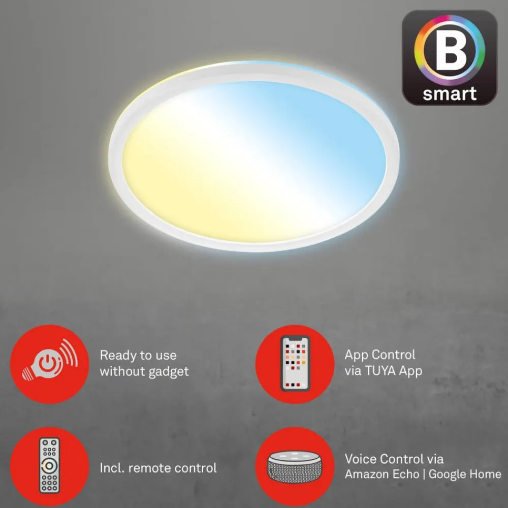 LED-loftlampe Slim S dæmpbar CCT hvid Ø 29 cm^Briloner Outlet