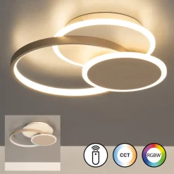 FISCHER & HONSEL Loftlamper|Loftlamper>LED-loftlampe Tomo, gråbeige/sandfarvet, 40 cm, metal, CCT