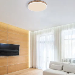 Globo Loftlamper>LED-loftslampe Doro Ø 45 cm træ mørk/hvid