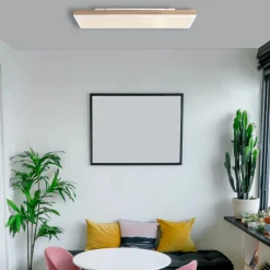 LED-loftslampe Doro, længde 80 cm, mørkt træ, træ, CCT^Globo Outlet