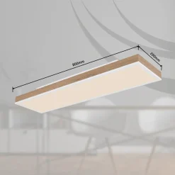 LED-loftslampe Doro, længde 80 cm, mørkt træ, træ, CCT^Globo Outlet