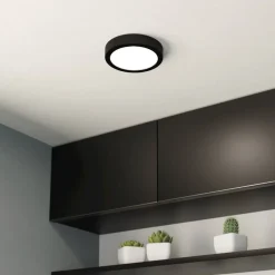 EGLO LED-loftslampe Fueva 5 IP44 3000K sort Ø16cm