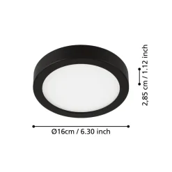 EGLO LED-loftslampe Fueva 5 IP44 3000K sort Ø16cm