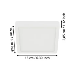 EGLO LED-loftslampe Fueva 5 IP44 3000K hvid 16x16cm