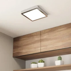 LED-loftslampe Fueva 5 IP44 3000K krom 21x21cm^EGLO Online