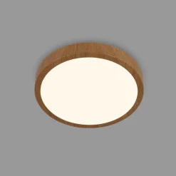 LED-loftslampe Runa Wood trælook 3.000 K Ø28cm^Briloner Clearance