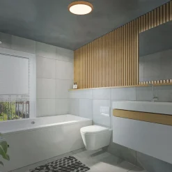 LED-loftslampe Runa Wood trælook 3.000 K Ø28cm^Briloner Clearance