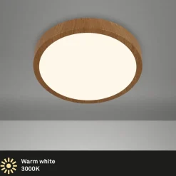 Briloner LED-loftslampe Runa Wood trælook 3.000 K Ø38cm