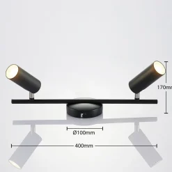 LED-loftspot Camille, sort, to lyskilder^Lindby Best