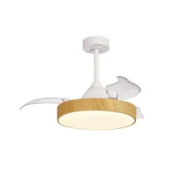 LED-loftventilator Alaska Mini træ DC lydsvag Ø 91 cm CCT^Mantra Iluminación Best