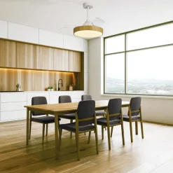 LED-loftventilator Alaska Mini træ DC lydsvag Ø 91 cm CCT^Mantra Iluminación Best