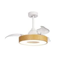 LED-loftventilator Coin Mini træ DC lydsvag Ø 91 cm CCT^Mantra Iluminación