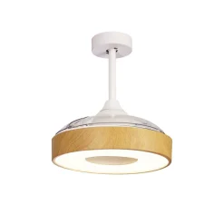 LED-loftventilator Coin Mini træ DC lydsvag Ø 91 cm CCT^Mantra Iluminación