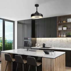 Mantra Iluminación LED-loftventilator Coin Mini sort DC lydsvag Ø 91 cm CCT