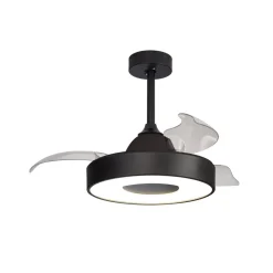 Mantra Iluminación LED-loftventilator Coin Mini sort DC lydsvag Ø 91 cm CCT