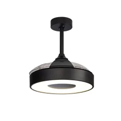 Mantra Iluminación LED-loftventilator Coin Mini sort DC lydsvag Ø 91 cm CCT