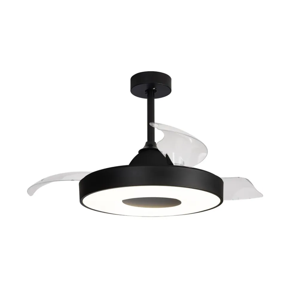 LED-loftventilator Coin sort DC-motor lydsvag 106 cm CCT^Mantra Iluminación Clearance