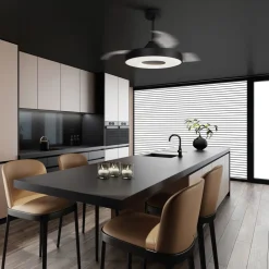 LED-loftventilator Coin sort DC-motor lydsvag 106 cm CCT^Mantra Iluminación Clearance