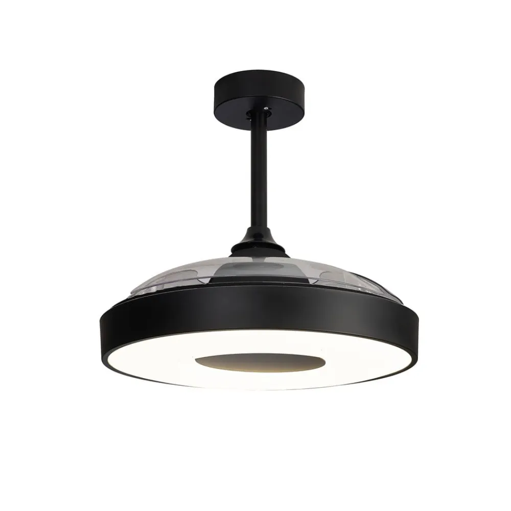 LED-loftventilator Coin sort DC-motor lydsvag 106 cm CCT^Mantra Iluminación Clearance