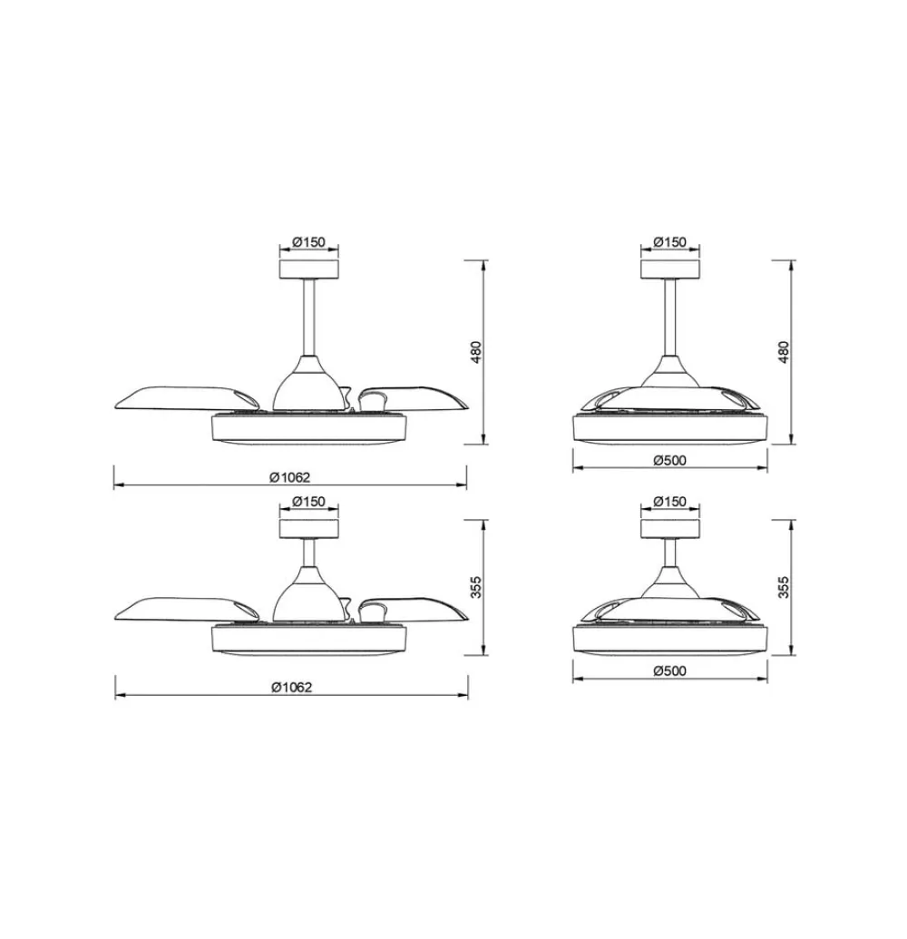 LED-loftventilator Coin sort DC-motor lydsvag 106 cm CCT^Mantra Iluminación Clearance
