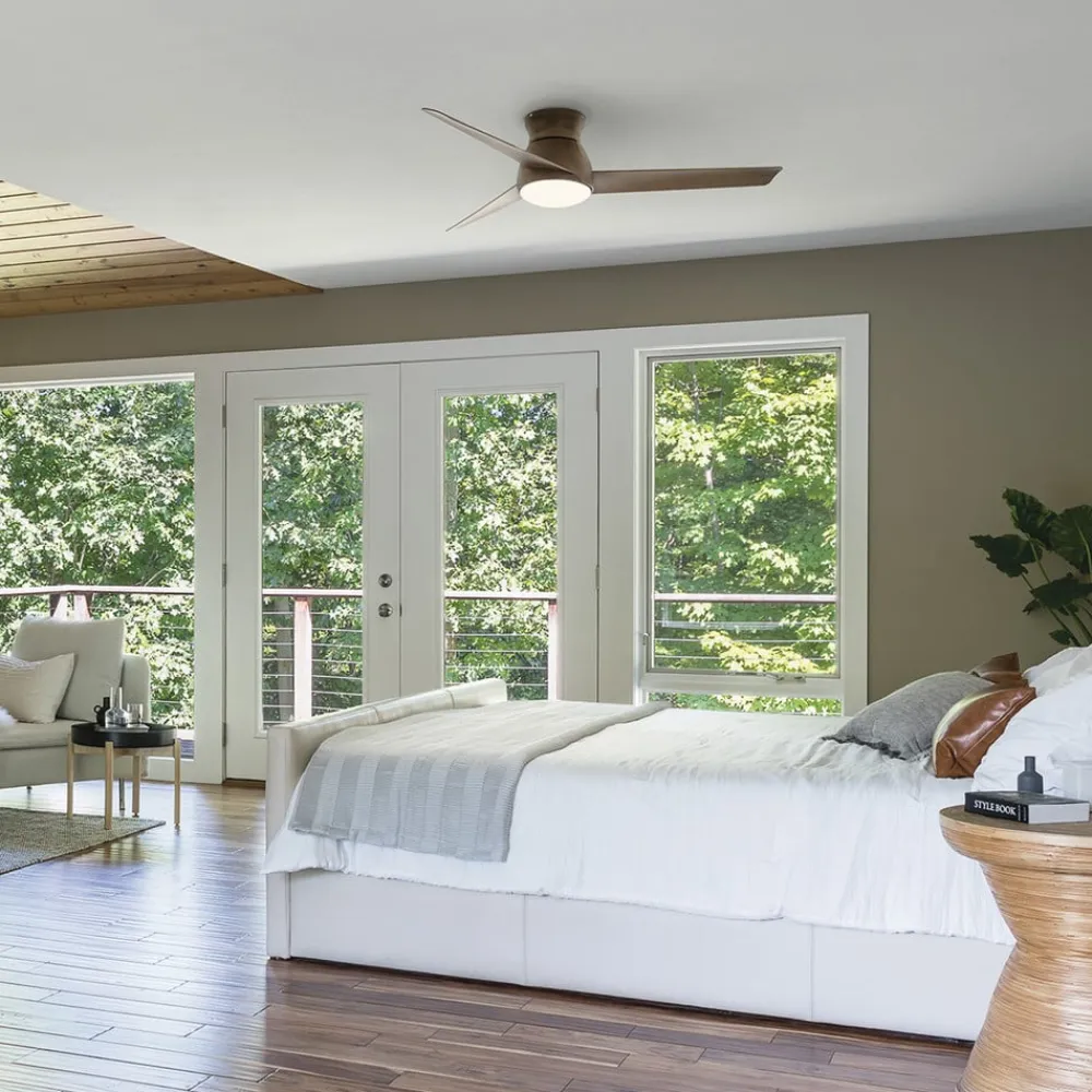 KICHLER Loftventilatorer>LED-loftventilator Eris, IP44, valnød