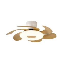 LED-loftventilator Flower træ DC-motor støjsvag Ø 79 cm CCT^Mantra Iluminación Clearance