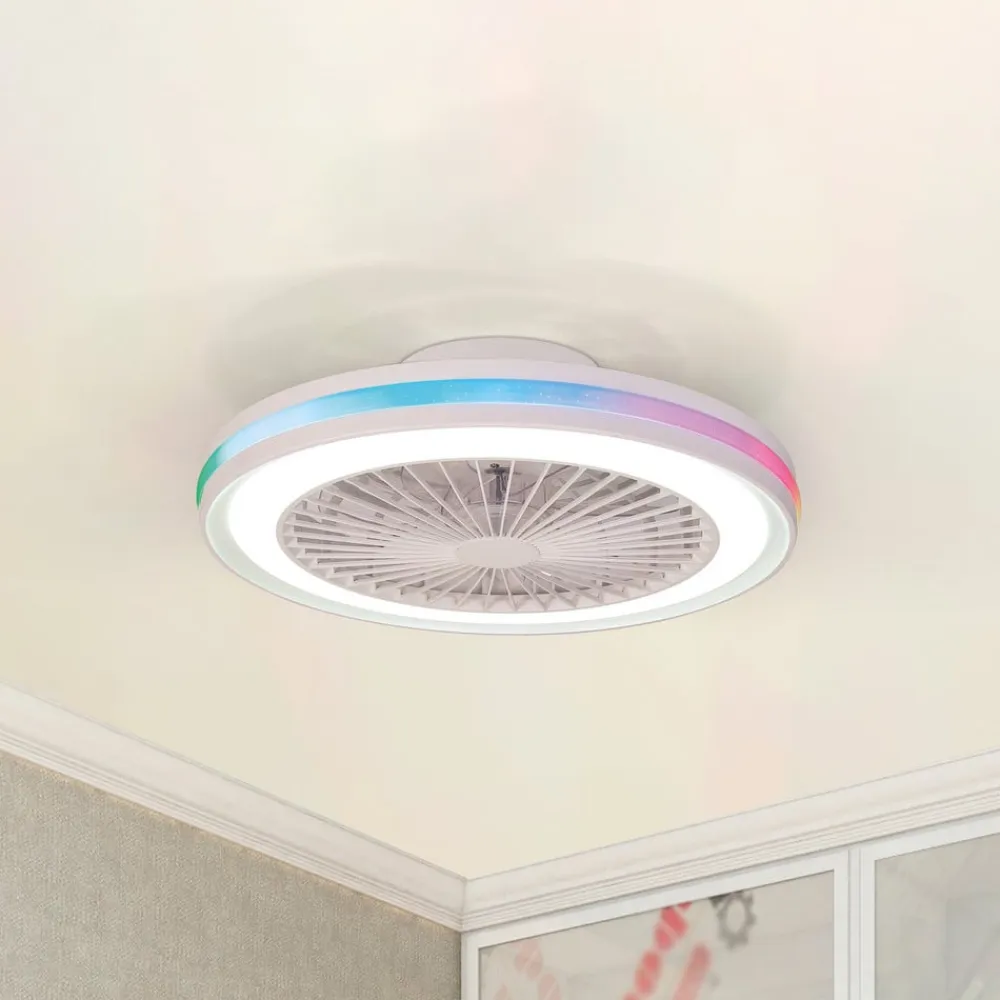 LED-loftventilator Gamer hvid DC støjsvag Ø 47 cm CCT RGB^Mantra Iluminación Sale