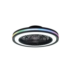 LED-loftventilator Gamer sort DC støjsvag Ø 47 cm CCT RGB^Mantra Iluminación Discount
