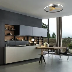 Mantra Iluminación LED-loftventilator Ocean sort/træ DC støjsvag Ø 78 cm CCT