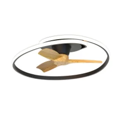 Mantra Iluminación LED-loftventilator Ocean sort/træ DC støjsvag Ø 78 cm CCT