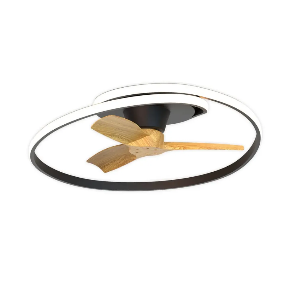 Mantra Iluminación LED-loftventilator Ocean sort/træ DC støjsvag Ø 78 cm CCT