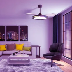 LED-loftventilator Rafaga sort DC lydsvag Ø 106 cm CCT RGB^Mantra Iluminación Discount