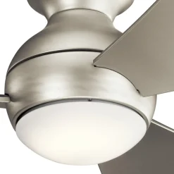 KICHLER LED-loftventilator Sola, IP23 nikkel