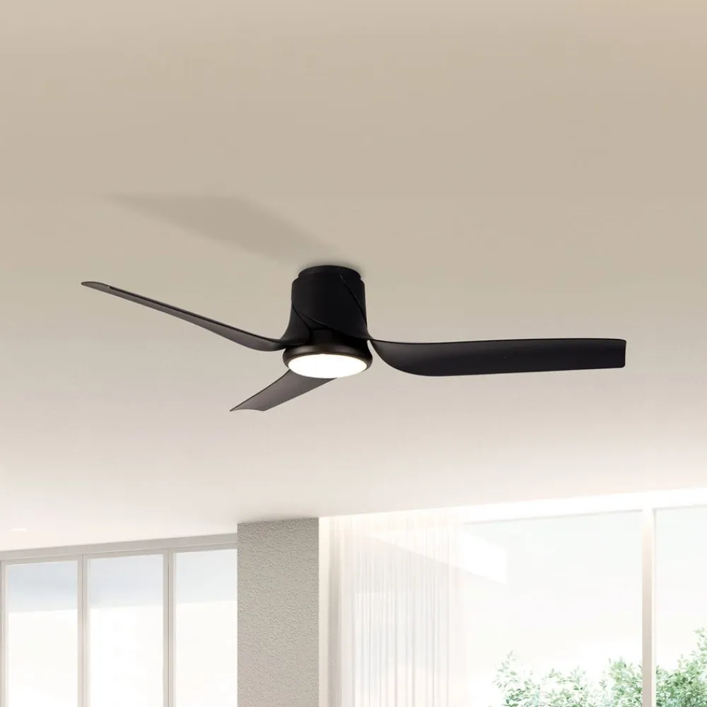 Mantra Iluminación LED-loftventilator Ushuaia sort DC støjsvag Ø 134 cm CCT