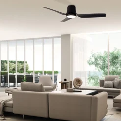 Mantra Iluminación LED-loftventilator Ushuaia sort DC støjsvag Ø 134 cm CCT