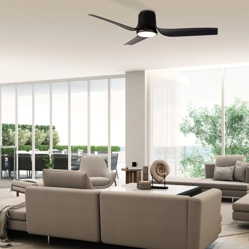 Mantra Iluminación LED-loftventilator Ushuaia sort DC støjsvag Ø 134 cm CCT