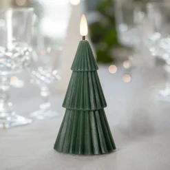 STAR TRADING Dekorationsbelysning|Julepynt>LED-lys Flamme Grany, grøn, 15 cm, ægte voks, batteridrevet