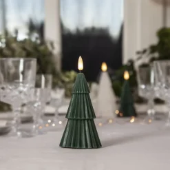 STAR TRADING Dekorationsbelysning|Julepynt>LED-lys Flamme Grany, grøn, 15 cm, ægte voks, batteridrevet