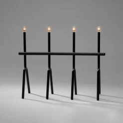 LED-lysestage, sort, 4 lyskilder, højde 39 cm^Konstsmide Christmas New