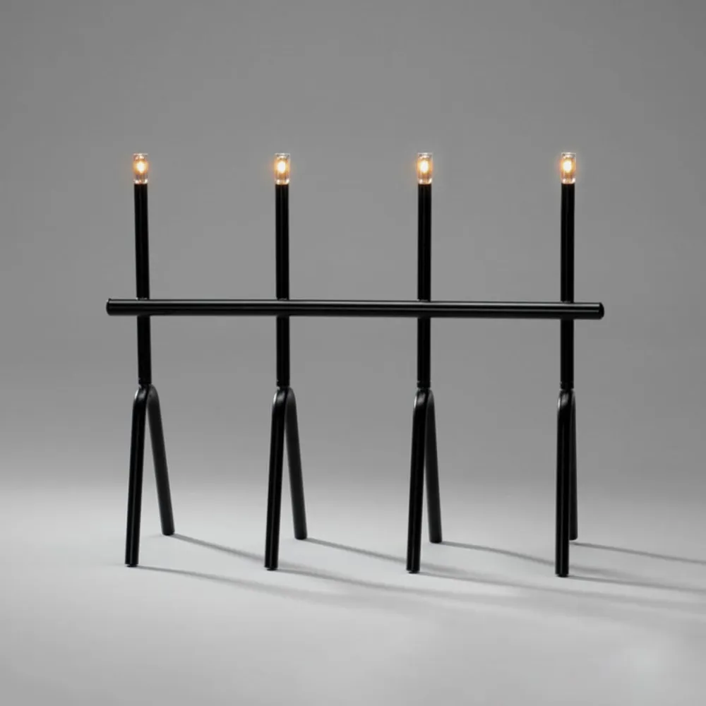 LED-lysestage, sort, 4 lyskilder, højde 39 cm^Konstsmide Christmas New