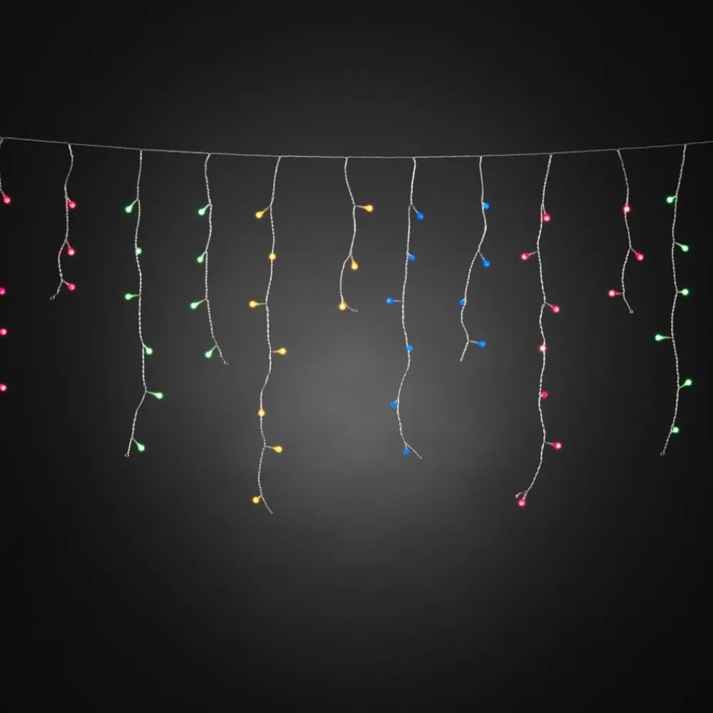 Konstsmide Christmas LED-lysforhæng isregn, kulørte kugler, 200-flg.