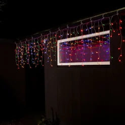 Konstsmide Christmas LED-lysforhæng isregn, kulørte kugler, 200-flg.