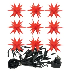 LED-lyskæde med 9 stjerner til udendørs brug, rød^STERNTALER Best