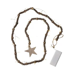 LED-lyskæder Beady, brun, træperler, 150 cm, batteri^STAR TRADING Clearance