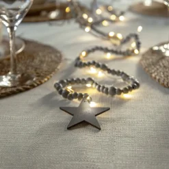 STAR TRADING LED-lyskæder Beady, grå, træperler, 150 cm, batteri