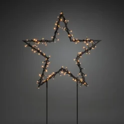 LED-metalstjerne med jordspyd, sort^Konstsmide Christmas Clearance