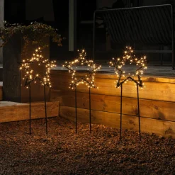 LED-metalstjerne med jordspyd, IP44, sæt/3^Konstsmide Christmas New